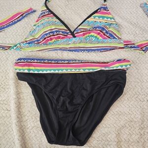 Anne Cole Colorful Geometric Bikini Set Sz Large Top/XL Bottoms Beach Coastal